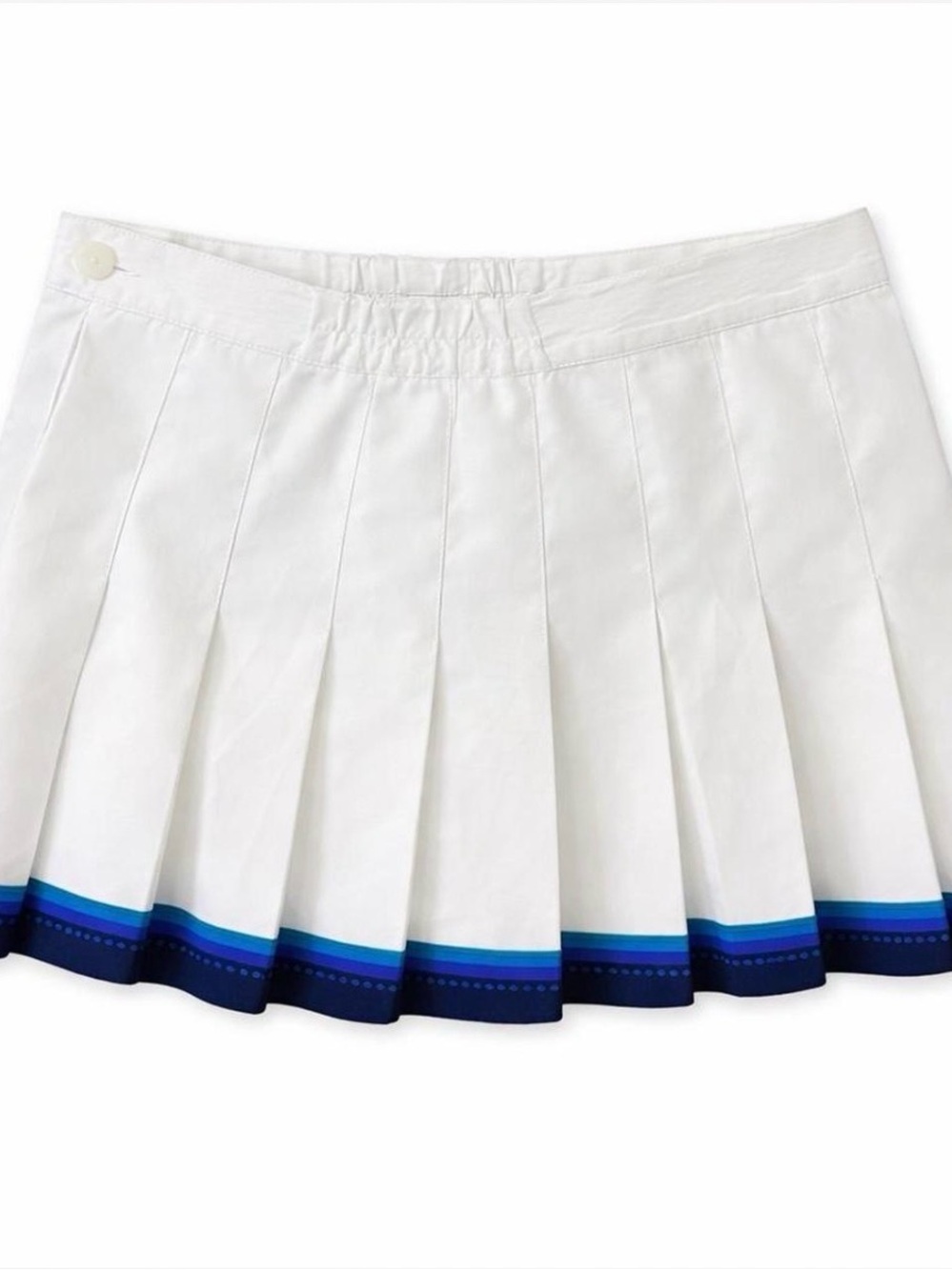 Tail White Pleated Mini Skirt with Blue Stripe Hem